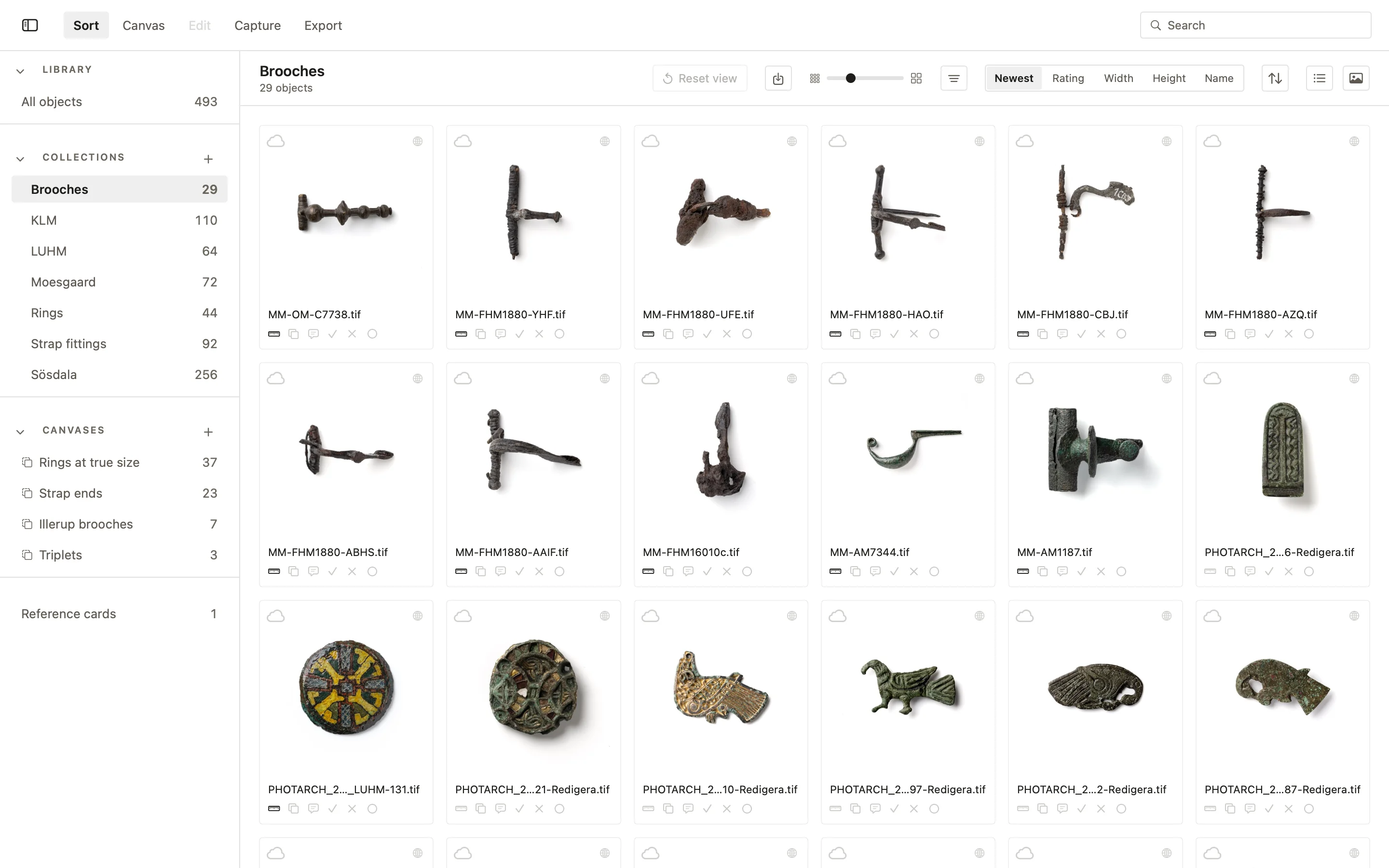 Collections in the PHOTARCH app