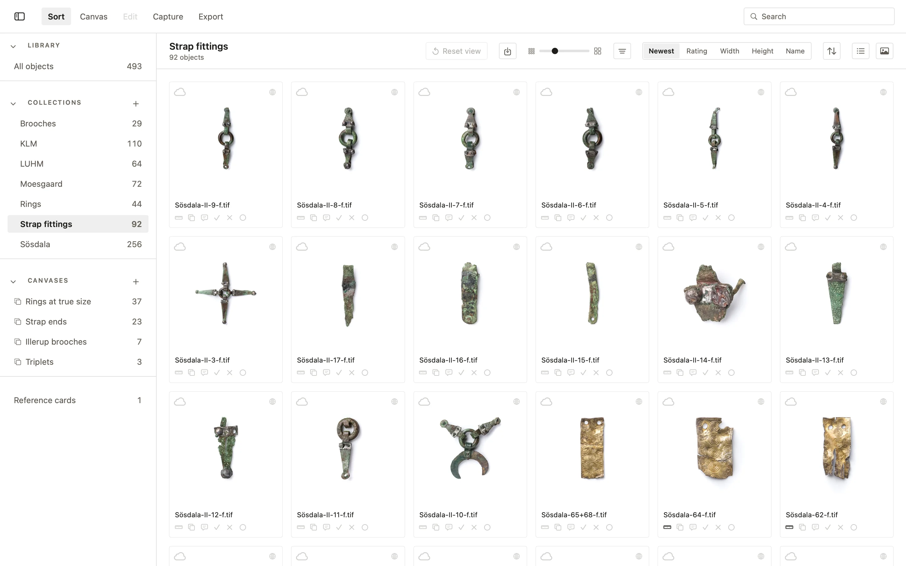Sort in the PHOTARCH app